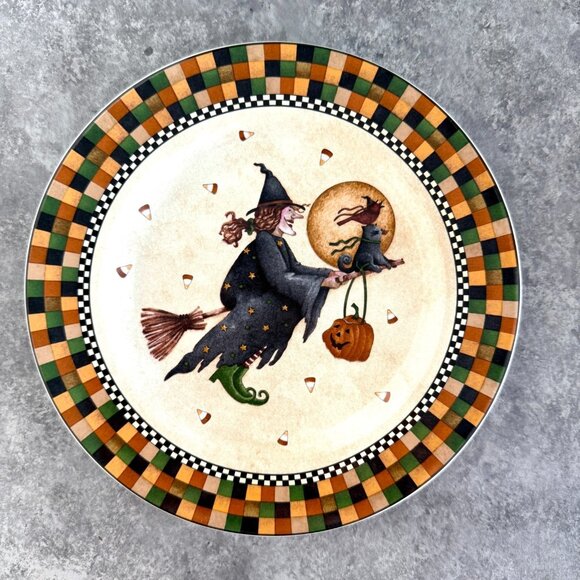 Debbie Mumm Halloween Salad Dessert Hors d'oeuvre Plates Sakura Oneida 2001 - Picture 2 of 9